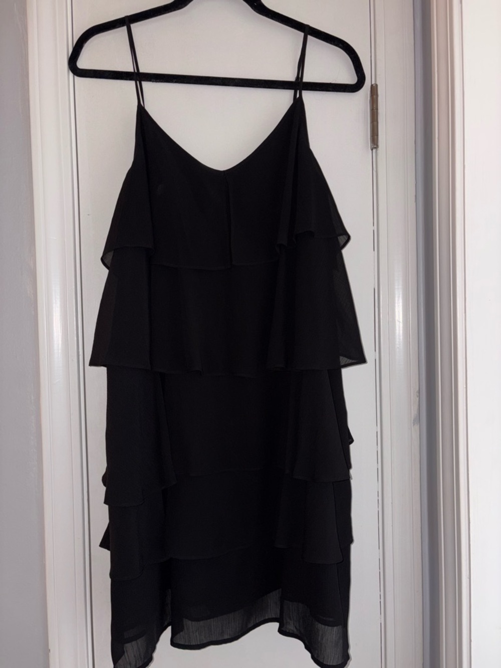 Madewell Black Tiered Spaghetti-Strap Dress - Classic Women's Evening Dress